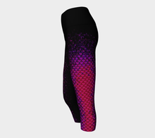 Load image into Gallery viewer, Magenta Wave Shadow Mermaid Yoga Capris